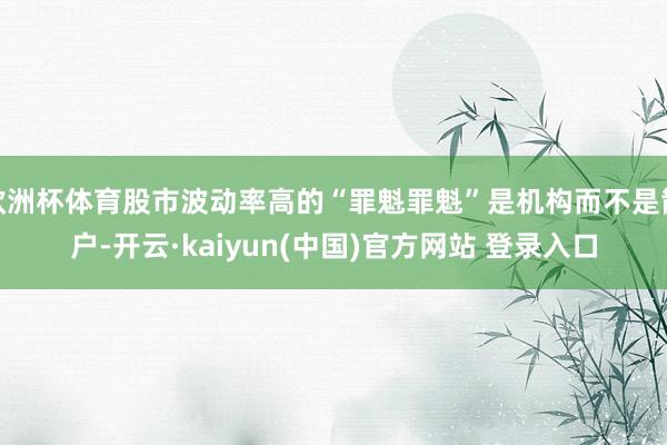 欧洲杯体育股市波动率高的“罪魁罪魁”是机构而不是散户-开云·kaiyun(中国)官方网站 登录入口