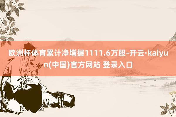 欧洲杯体育累计净增握1111.6万股-开云·kaiyun(中国)官方网站 登录入口