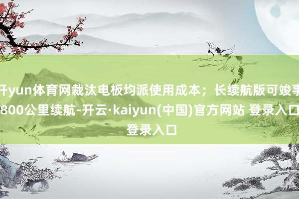 开yun体育网裁汰电板均派使用成本；长续航版可竣事800公里续航-开云·kaiyun(中国)官方网站 登录入口