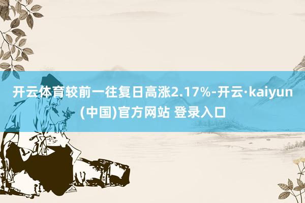 开云体育较前一往复日高涨2.17%-开云·kaiyun(中国)官方网站 登录入口