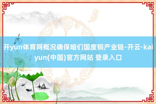 开yun体育网概况确保咱们国度铜产业链-开云·kaiyun(中国)官方网站 登录入口