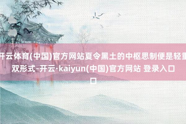 开云体育(中国)官方网站夏令黑土的中枢思制便是轻重双形式-开云·kaiyun(中国)官方网站 登录入口
