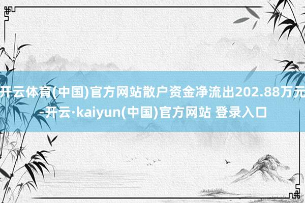 开云体育(中国)官方网站散户资金净流出202.88万元-开云·kaiyun(中国)官方网站 登录入口