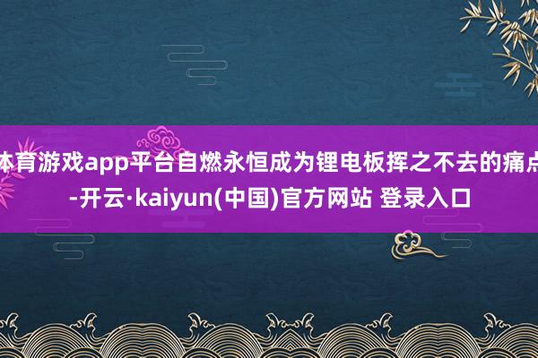 体育游戏app平台自燃永恒成为锂电板挥之不去的痛点-开云·kaiyun(中国)官方网站 登录入口
