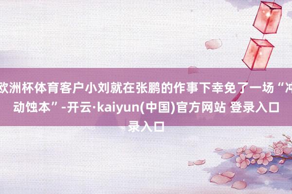 欧洲杯体育客户小刘就在张鹏的作事下幸免了一场“冲动蚀本”-开云·kaiyun(中国)官方网站 登录入口