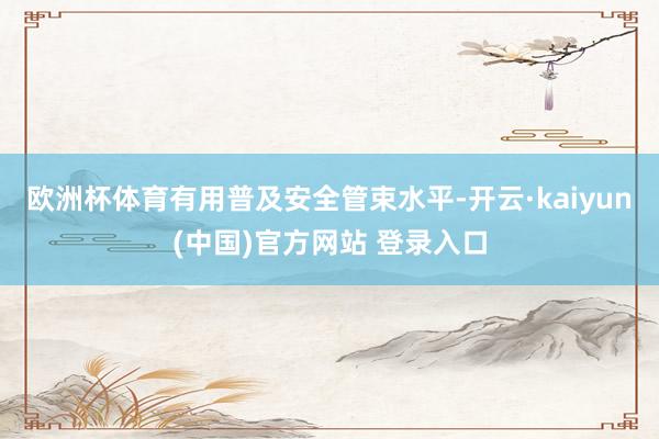 欧洲杯体育有用普及安全管束水平-开云·kaiyun(中国)官方网站 登录入口