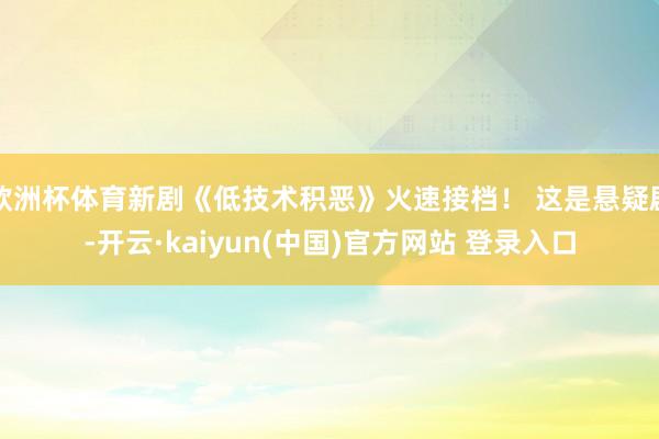 欧洲杯体育新剧《低技术积恶》火速接档！ 这是悬疑剧-开云·kaiyun(中国)官方网站 登录入口