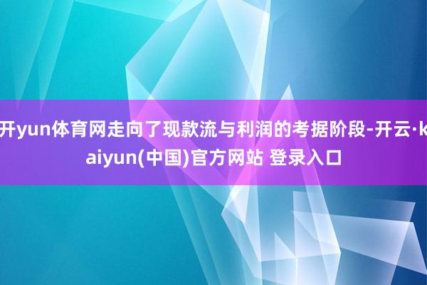 开yun体育网走向了现款流与利润的考据阶段-开云·kaiyun(中国)官方网站 登录入口