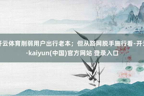 开云体育削弱用户出行老本;但从路网脱手施行看-开云·kaiyun(中国)官方网站 登录入口