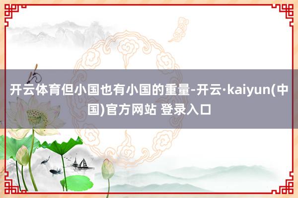 开云体育但小国也有小国的重量-开云·kaiyun(中国)官方网站 登录入口