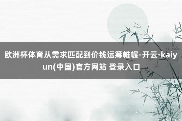 欧洲杯体育从需求匹配到价钱运筹帷幄-开云·kaiyun(中国)官方网站 登录入口