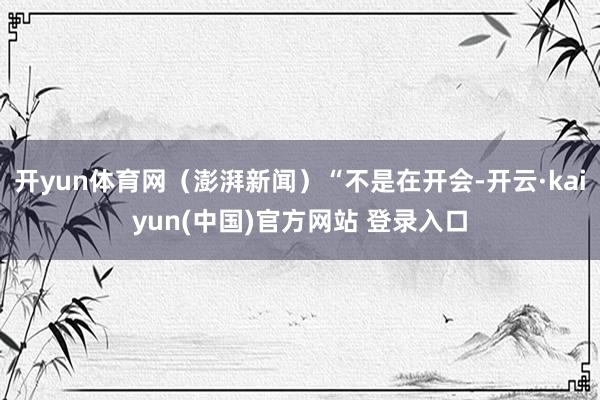 开yun体育网(澎湃新闻)“不是在开会-开云·kaiyun(中国)官方网站 登录入口